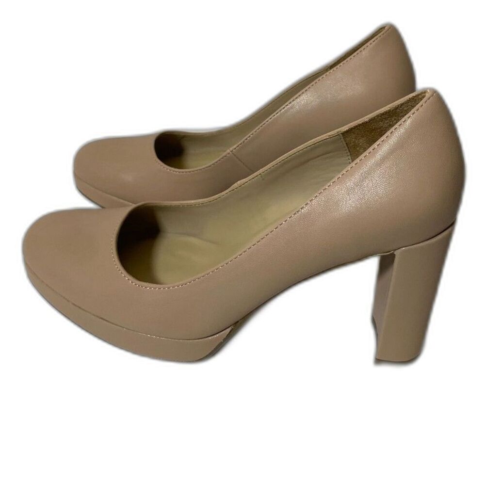 NATURALIZER Berlin Block Heel Pump - Women's Size 8M - Creme Brulee